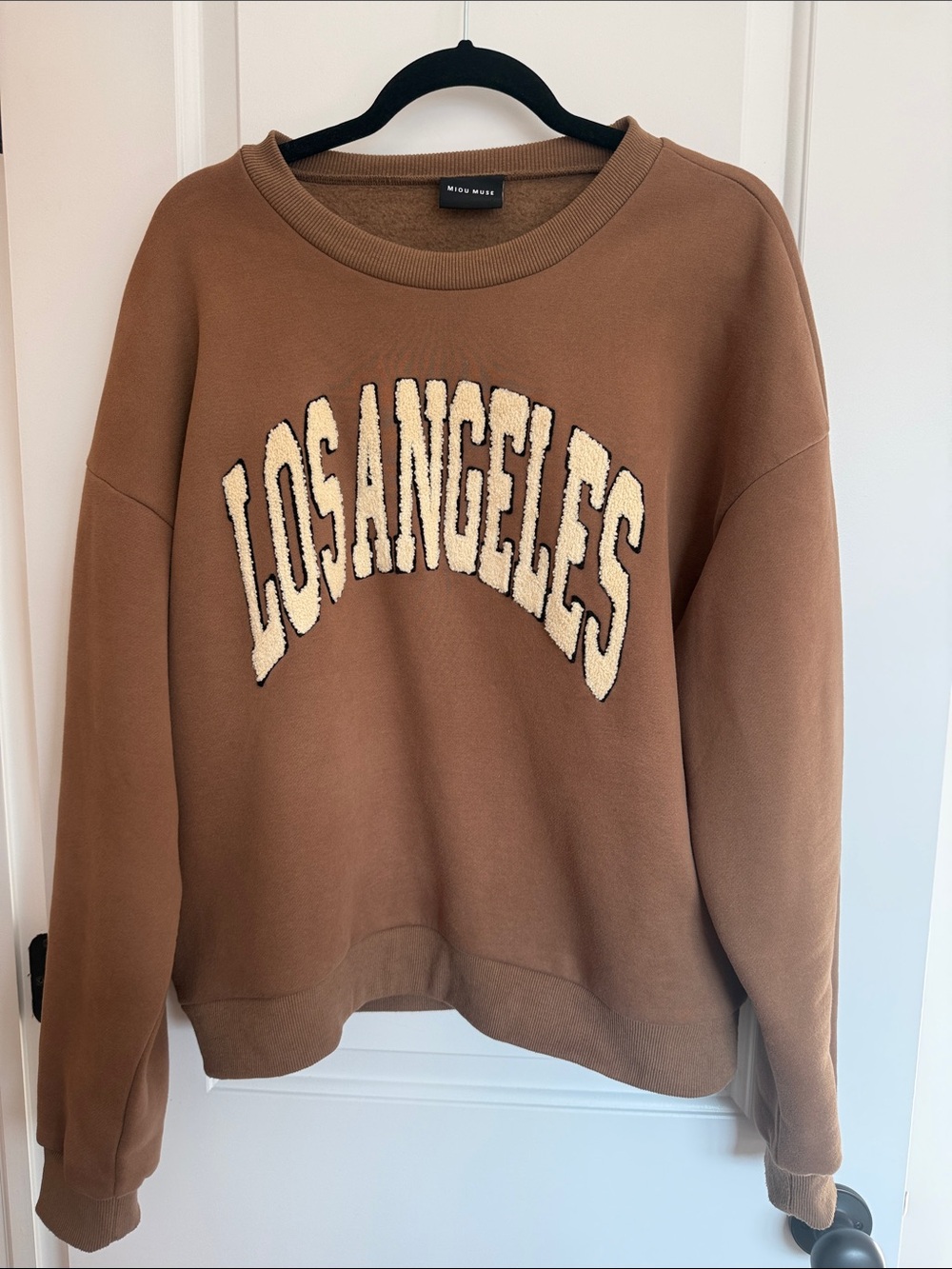 Miso Muse Women's Crewneck Sweatshirt - Brown with Cream 'Los Angeles'